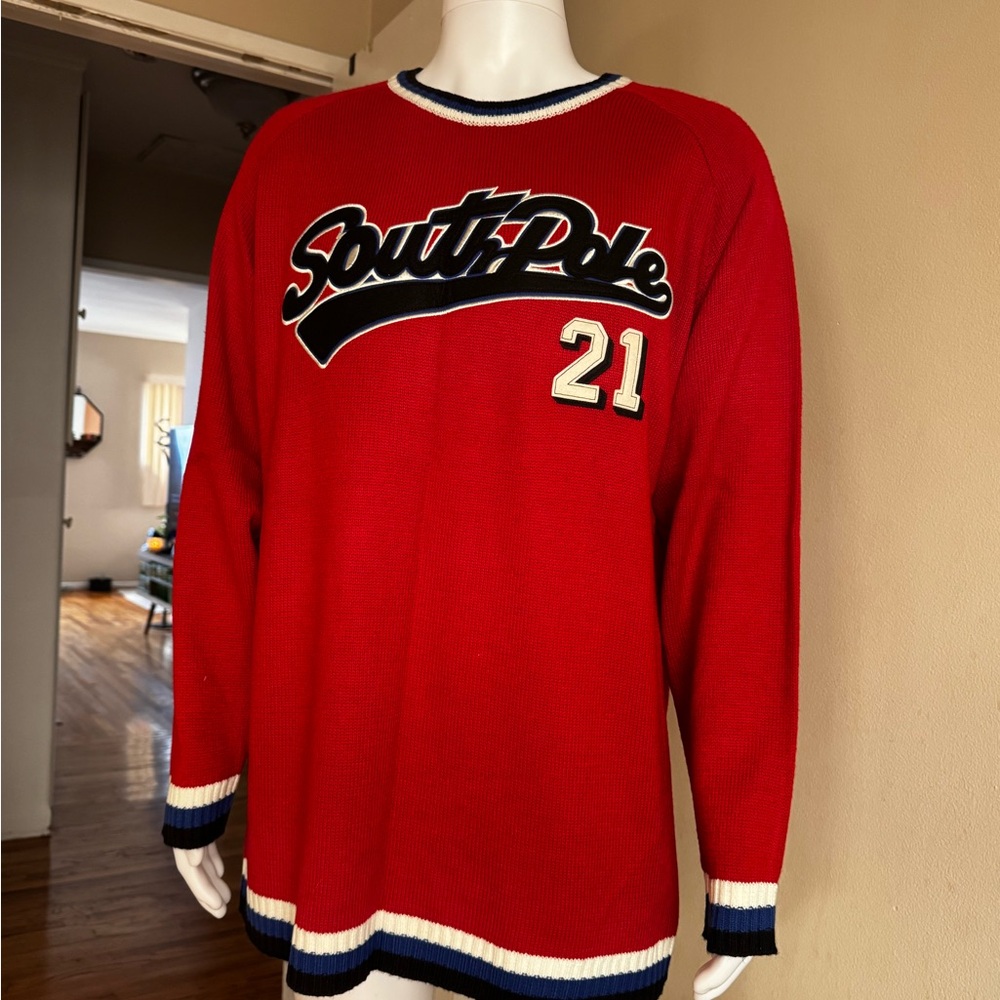 South Pole Red Knit with Blue and White Details